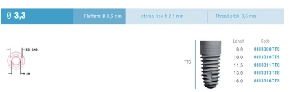 Cylindrical Implus None Polished Neck Internal Hex TTS (3.5)