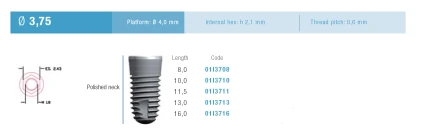 Cylindrical Implus Polished Neck Internal Hex (4.0)