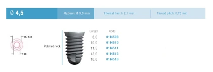 Cylindrical Implus Polished Neck Internal Hex (5.0)