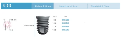 Cylindrical Implus Polished Neck Internal Hex (6.0)