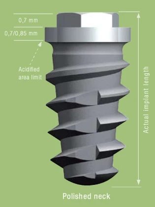 Tapered Implus External Hex Wide Thread Polished Neck (4.1)