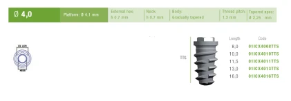 Tapered Implus External Hex Wide Thread TTS (4.1)