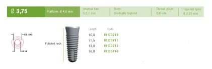 Tapered Implus Internal Hex Narrow Thread Polished Neck (4.0)