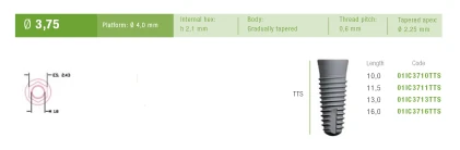 Tapered Implus Internal Hex Narrow Thread TTS (4.0)