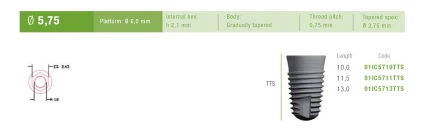 Tapered Implus Internal Hex Narrow Thread TTS (6.0)