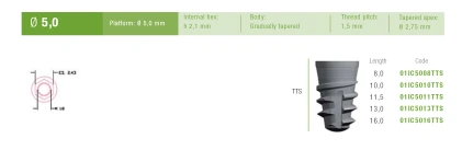 Tapered Implus Internal Hex Wide Thread TTS (5.0)