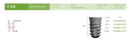 Tapered Implus Internal Hex Wide Thread TTS (6.0)