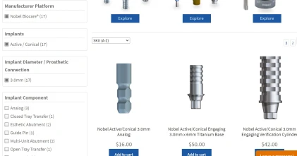 Components: Nobel Biocare Compatible Active/Conical 3.0mm