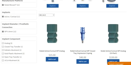 Components: Nobel Biocare Compatible Active/Conical WP 5.5mm