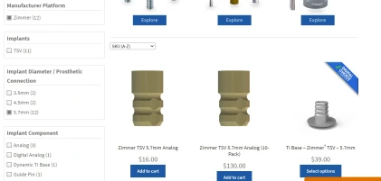 Components: Zimmer TSV Compatible (internal hex 5.7)