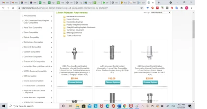 Components: ( ADI ) American Dental Implant Corp. Compatible (internal hex 3.5)