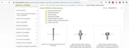 Components: ( ADI ) American Dental Implant Corp. Compatible (internal hex 4.5)
