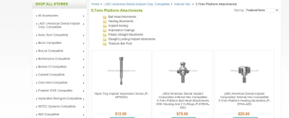 Components: ( ADI ) American Dental Implant Corp. Compatible (internal hex 5.7)