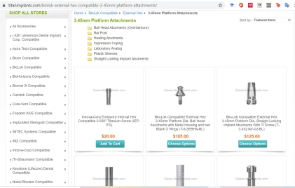 Components: BioLok Compatible External Hex 3.45mm