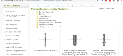 Components: Biomet 3i Compatible Internal Connection 4.1mm