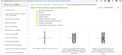 Components: Biomet 3i Compatible Internal Connection 5.0mm