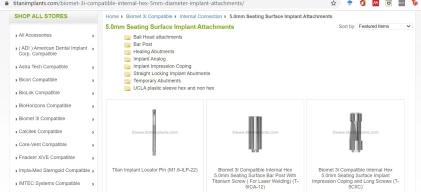 Components: Biomet 3i Compatible Internal Connection 6.0mm