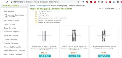 Components: Calcitek Compatible Integral (Non-Engaging)