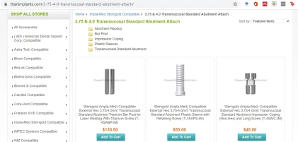 Components: Sterngold Impla-Med Compatible 3.75 & 4.0mm