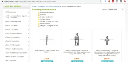 Components: Sterngold Impla-Med Compatible 5.0mm