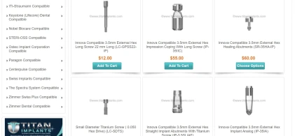 Components: Innova-Corp Compatible Endopore & Entegra External Hex 3.5mm