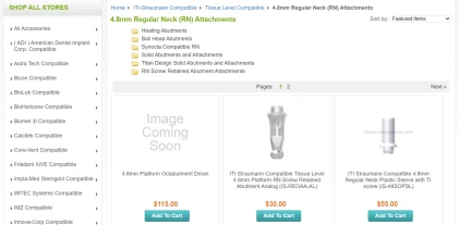 Components: ITI-Straumann Compatible Tissue Level 4.8mm Regular Neck (RN)