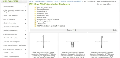 Components: Nobel Biocare Compatible Internal Tri-Channel Connection (WP) 5.0mm Wide Platform