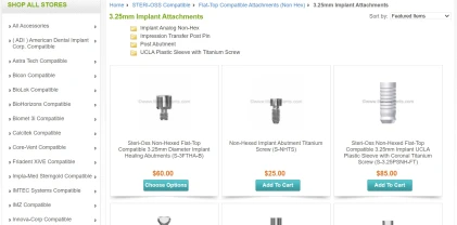 Components: STERI-OSS Compatible Flat-Top Attachments (Non Hex) 3.25mm