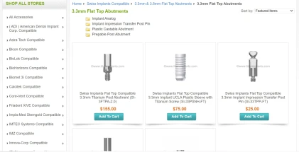 Components: Swiss Implants Compatible Flat Top 3.3mm