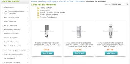 Components: Swiss Implants Compatible Flat Top 3.8mm